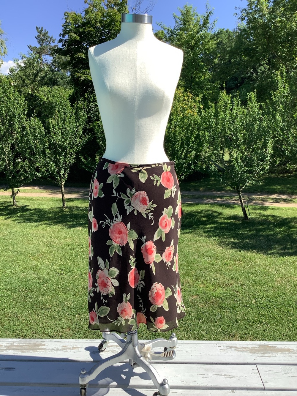 Floral Silk Skirt